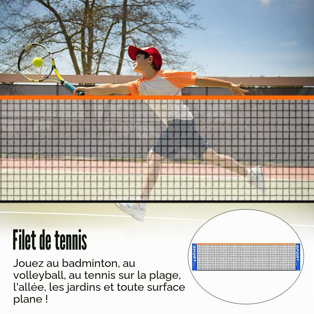 Filets de Tennis de Balle pour Enfants Supports de Tennis Portables Mobiles Filets de Tennis Filets d'entraînement de Badminton Portables