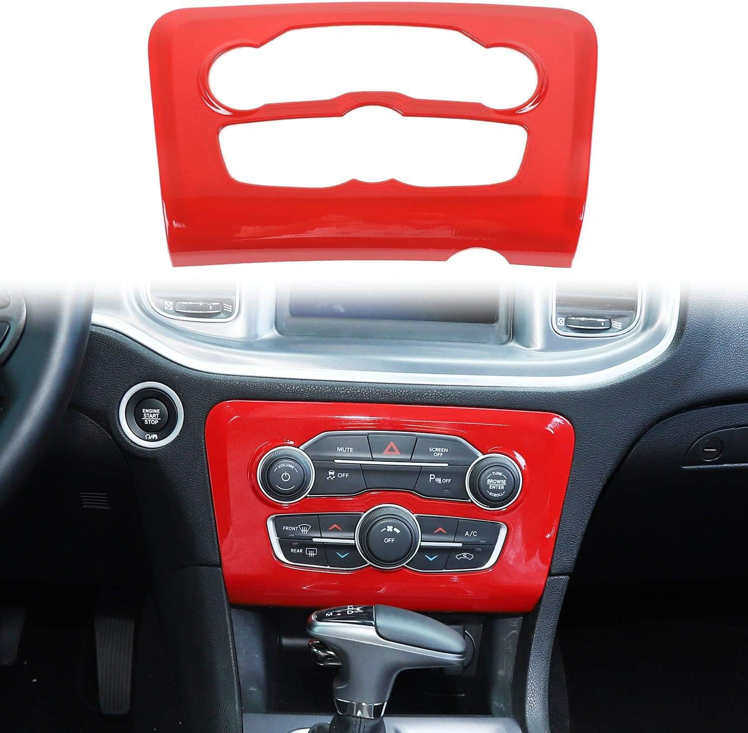 Voodonala for Charger Radio AC CD Switch Panel Center Consoles Trim for 2015-2019 Dodge Charger Accessories,ABS Red 1pc