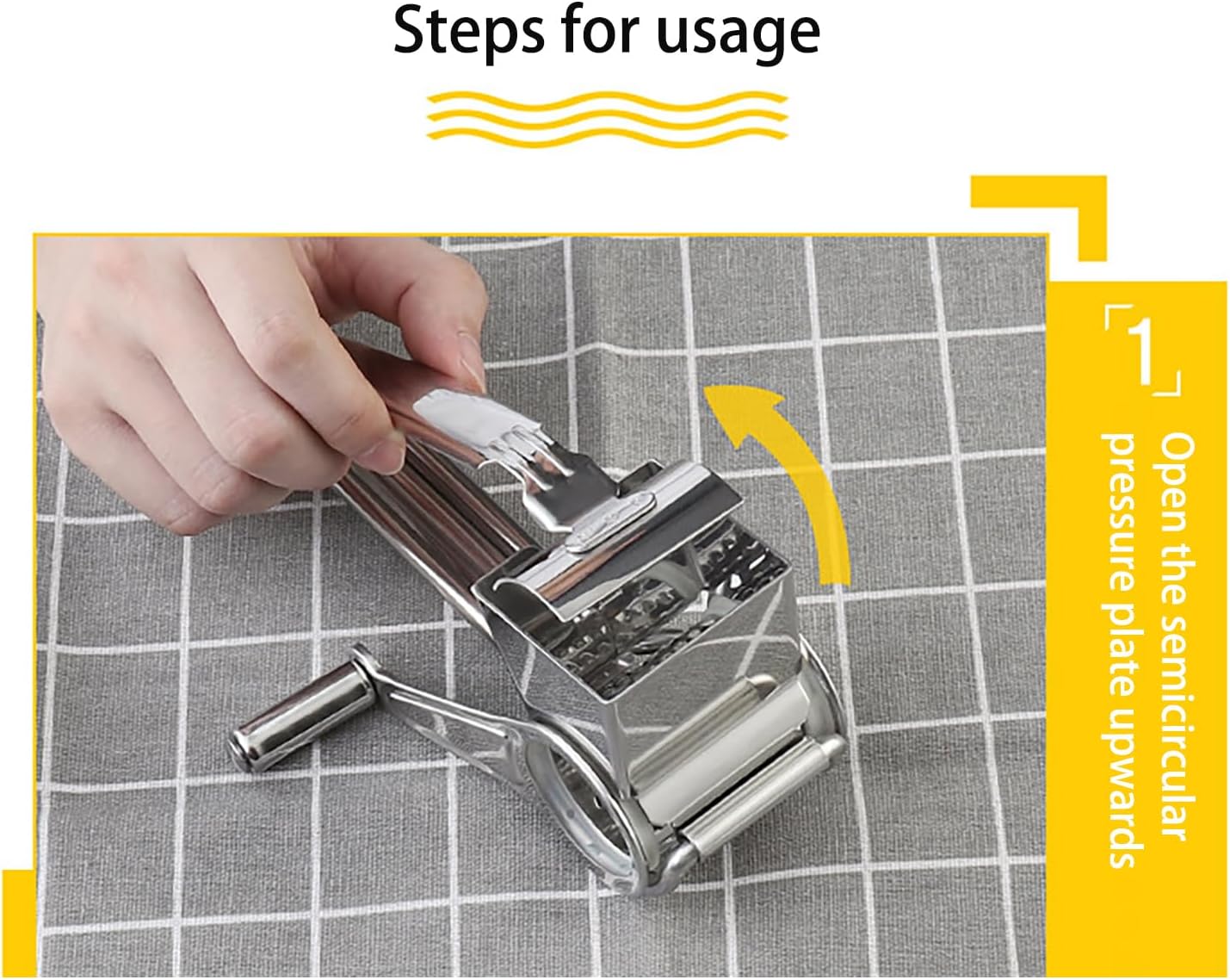 Joyeee Cheese Grater with Handle, Stainless Steel Multipurpose Food Vegetable Potato Hand Grater for Grating and Shredding Hard Cheese, Chocolate, Medium, Walnuts, Potato, Carrot