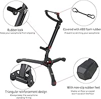 Vista 4 de EASTROCK Alto & Tenor - Soporte plegable para saxofón con 2 soportes desmontables para flauta/clarinete