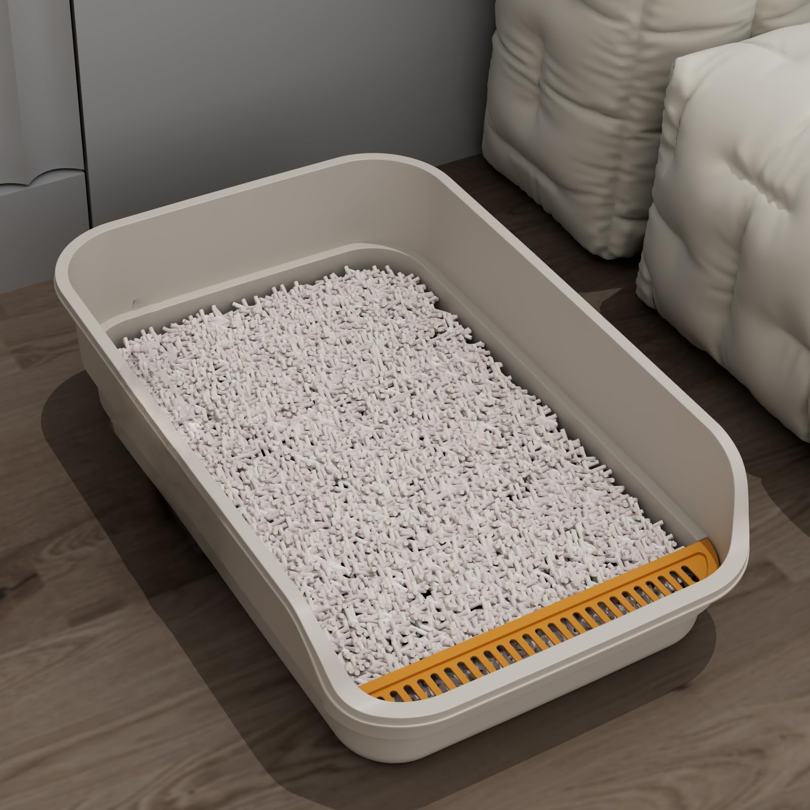 Photo 1 of LoopTime Extea Large Cat Litter Box with High Sides,Cat Boxes for Indoor Cats,Cat Litter Pan for Kitty,Litter Box with Low Entry,Easy to Clean,Anti-Splashing,23.6" x15.7" x6.2" (White)