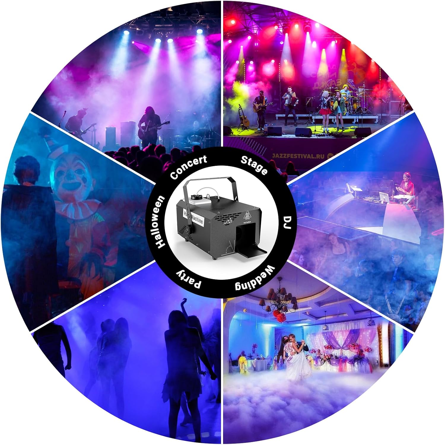 600W Stage Haze Machine: Continuous Output Fog Machine - Wireless Remote & DMX Control - Adjustable Smoke Outlet for Stage DJ Halloween Club Christmas Wedding Party Light Show