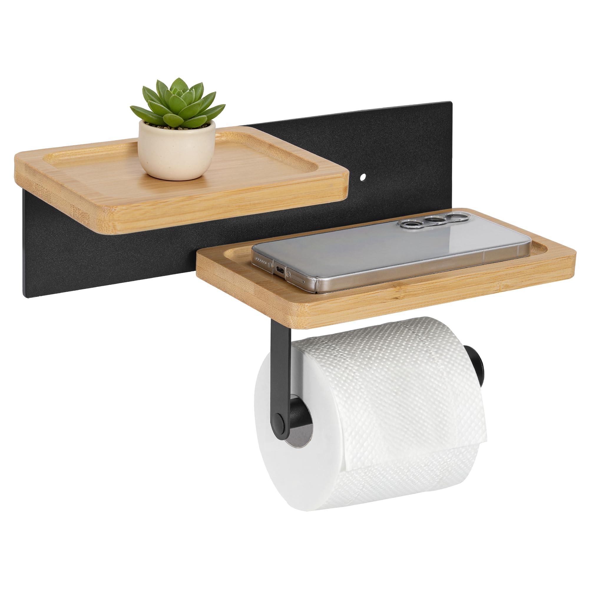 LASUK Toilet Paper Holder, 2 Tiers - Holds 1 Roll, Black
