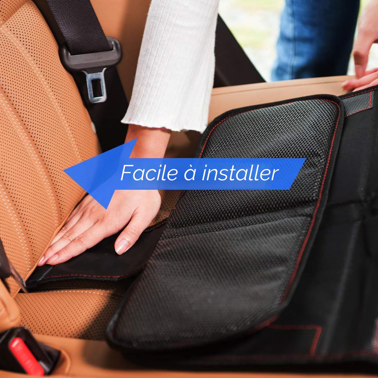 Funbliss Protecteur de siège de Voiture Etanche pour Enfant Protections de Siège en Cuir du Véhicule Antidérapant avec Poches Organisateur Facile à Nettoyer，Taille Universelle