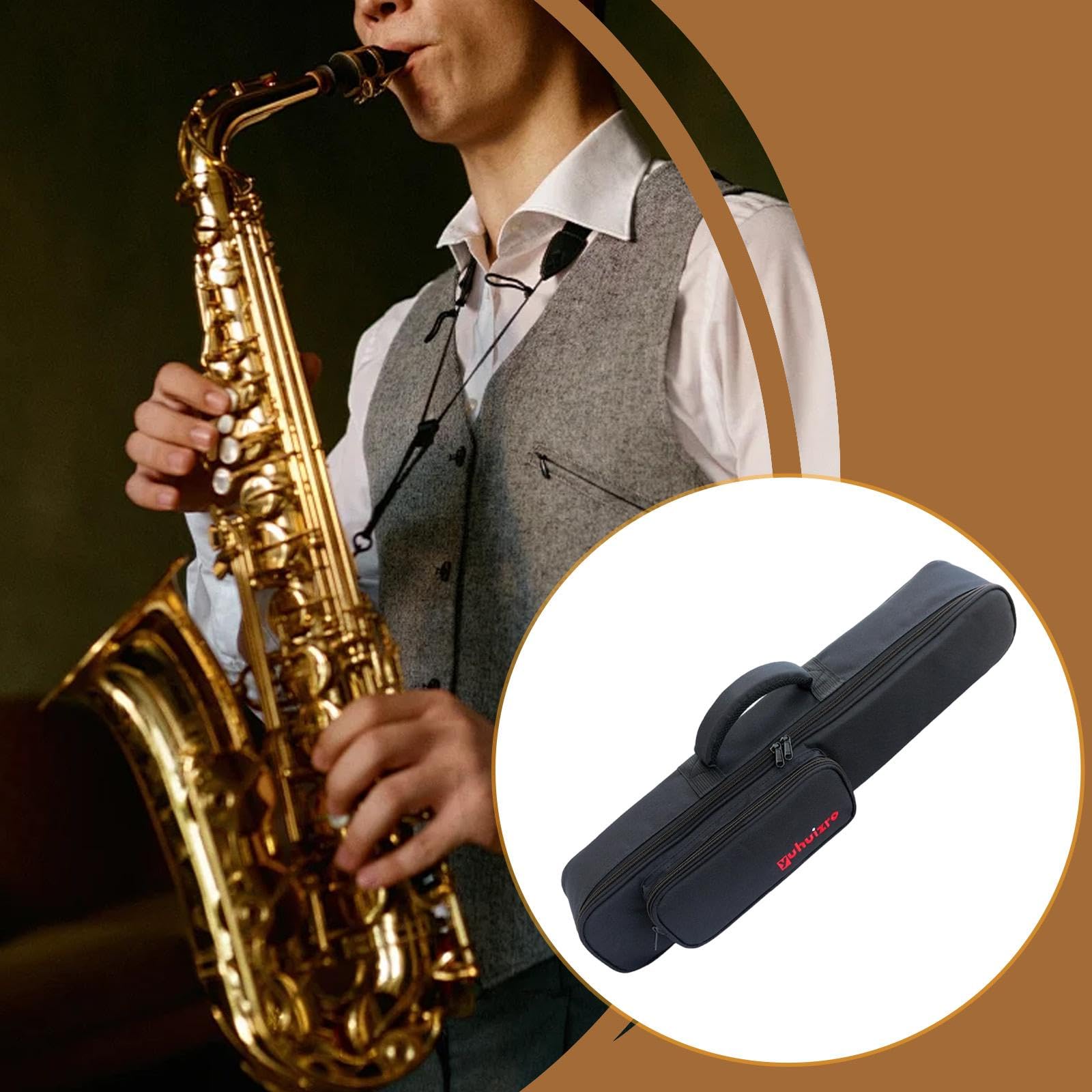 Generic Estuche para Saxofón Soprano con Correa Y Asa de Transporte, Incluye Bolsa, Acolchado de 15 Mm, Estuche para Guardar Instrumentos Musicales.