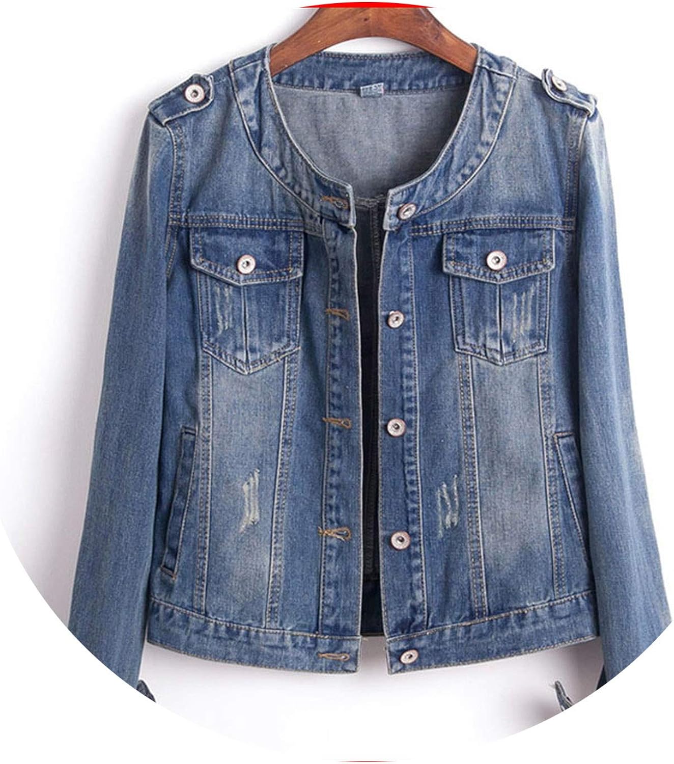 round collar denim jacket