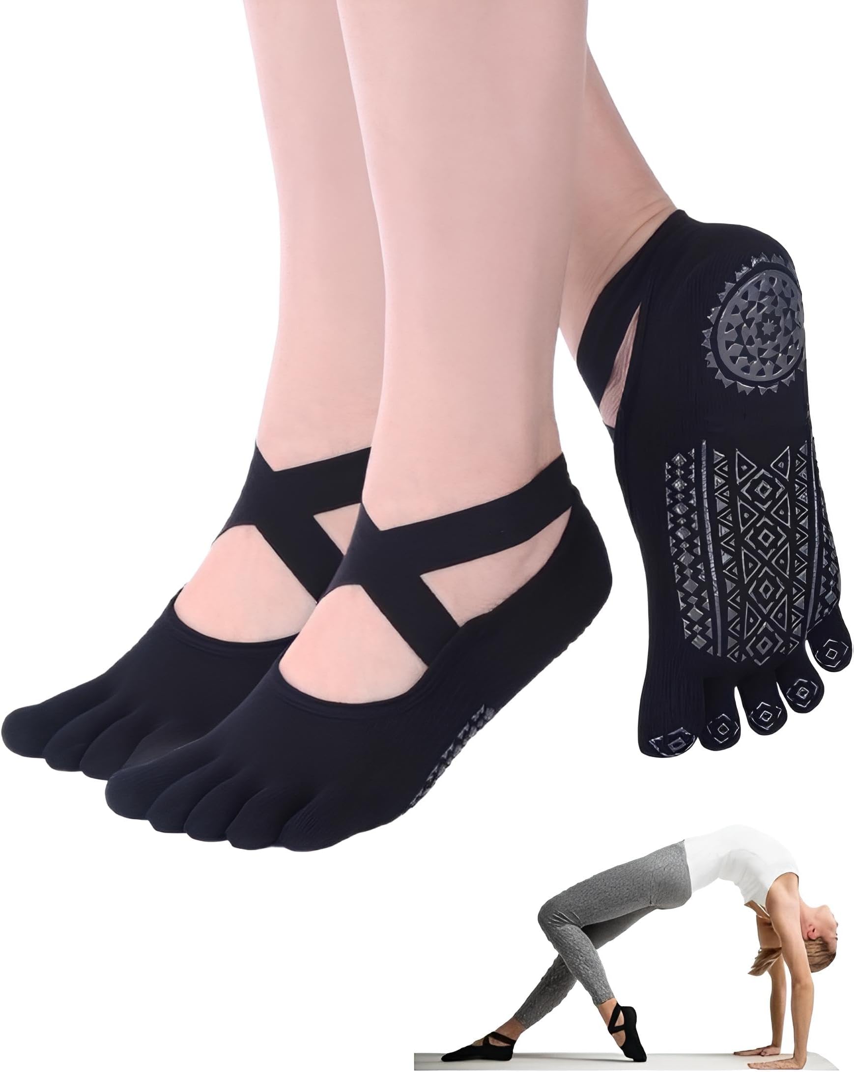Yoga Socks & Colorful Yoga Socks for Women Non-Slip Grips & Straps, Ideal for Pilates, Pure Barre, Ballet, Dance, Barefoot Workout 1 pair(only)