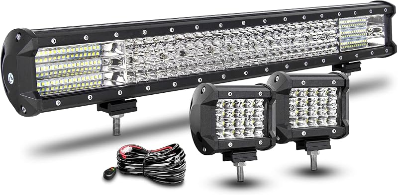 RIGIDON 59 cm 570W LED Fényhíd Kábelköteg-gel, 2x60W Spot Offroad Világítás, Vízálló LED Munkalámpa SUV ATV Teherautó Traktor 6000K