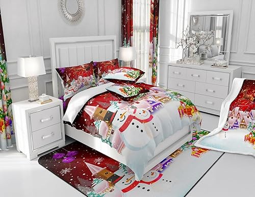 Miniatura 5 de Manfei Christmas Throw Blanket Snowman Xmas Tree Bed Blanket for Kids Girls Room Decor, Santa Claus with Reindeer Blanket for Couch Sofa, Soft and