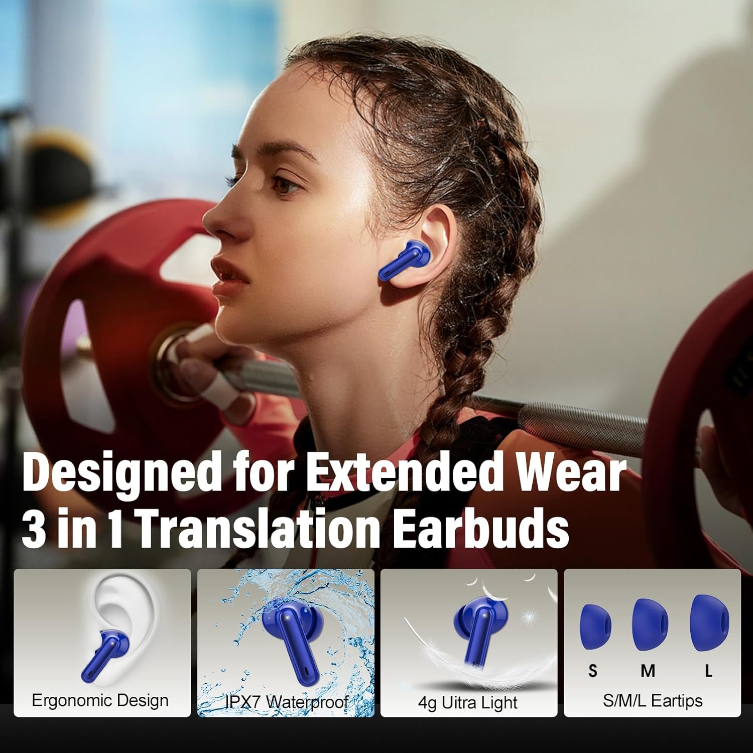 Ai Translation Earbuds Real Time No Subscription,164 Languages Translator Earbuds with 6 Translation Modes, Audio and Video Calls Translator Headphones,Dark Blue - Image 9
