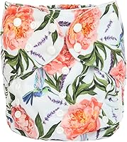 Vista 5 de Pañal de tela grande para niños de 2 a 7 años de edad, reutilizable, para bebés, niños pequeños (flor de melocotón)