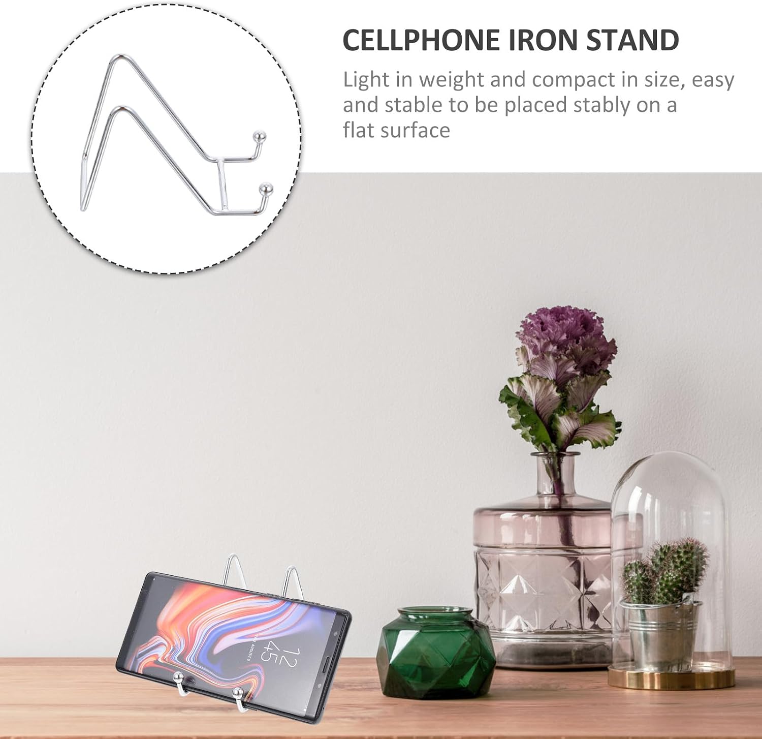 Zerodeko Geometric Shape Iron Stand Cell Phone Holder for Desk Homeworking Assistant Multifunctional Metal Phone and Tablet Rack Simple Style image 3