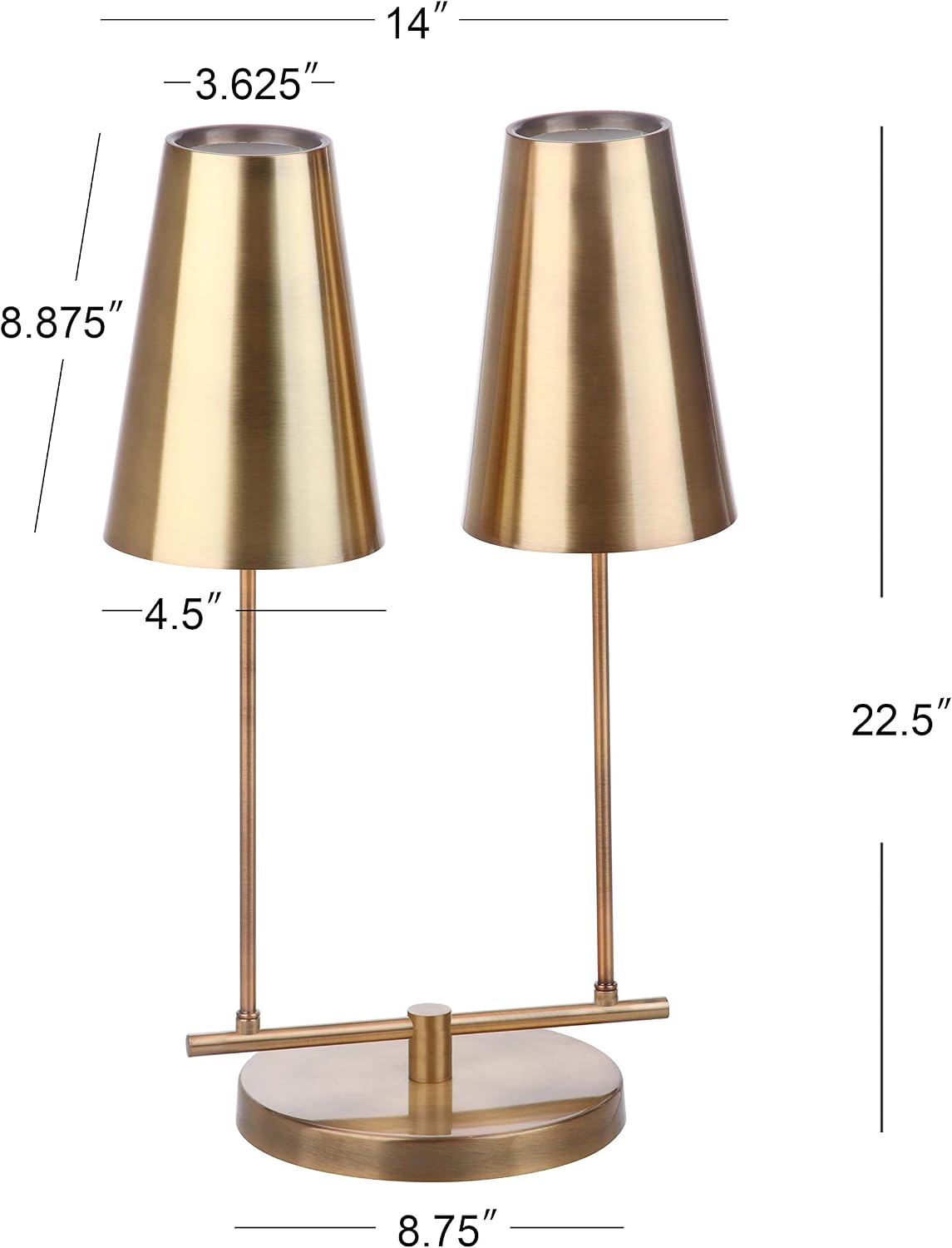 SAFAVIEH Lighting Collection Rianon Brass Gold 2-light 23-inch Bedroom Living Room Home Office Desk Dorm Study Nightstand Task Table Lamp (LED Bulb Included)
