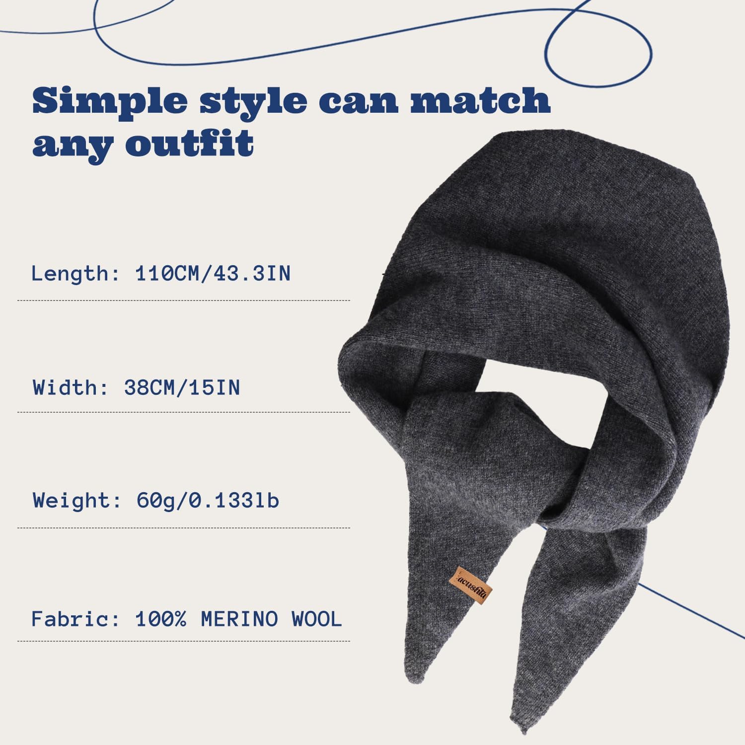 ACUSHLA 100% Merino Wool Triangle Scarf for Women Winter Neck Gaiter Warmer Knit Hooded Scarf Soft Warm Neck Wrap - Image 4