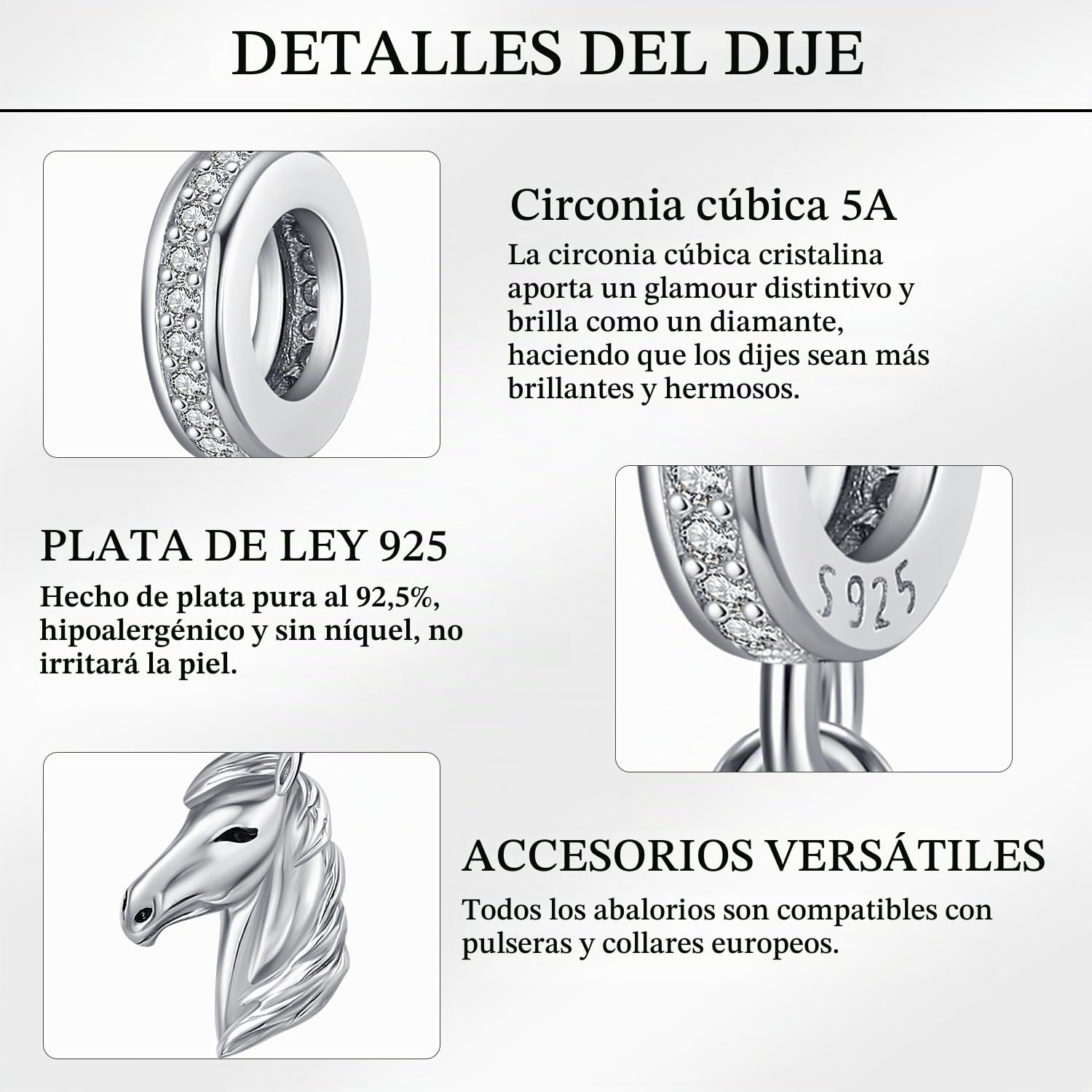 Odinstone Charm 925 Plata Charm Abalorios Bead Ajustar Pulsera Colgante San Valentín Día de la Madre Joyas para Mujeres Damas Niñas Madre Hija Novia