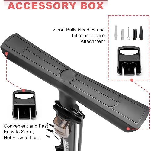 Miniatura 5 de Hycline Bomba de piso para bicicleta con manómetro bombas de bicicleta de alta presión de tamaño completo de 160 PSI - Bomba de aire duradera para