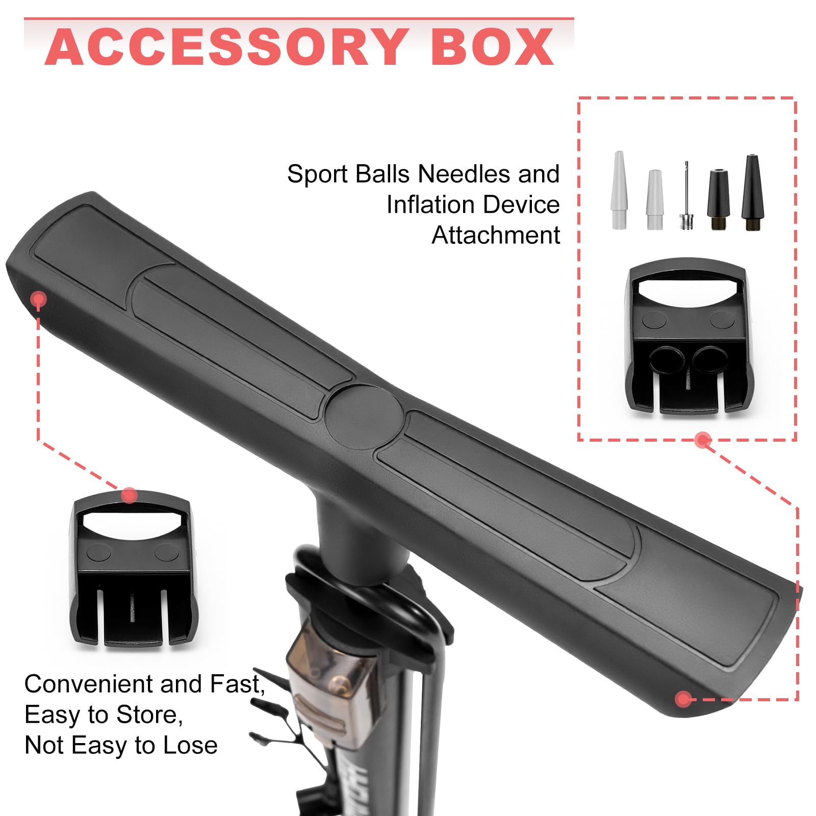 Hycline Bike Floor Pump with Gauge: Full Size 43inch 160 PSI High Pressure Bicycle Pumps - Durable Air Pump Fits Presta & Schrader Valve - Inflator for Road MTB Tire, Ball, Balloon, Inflatables