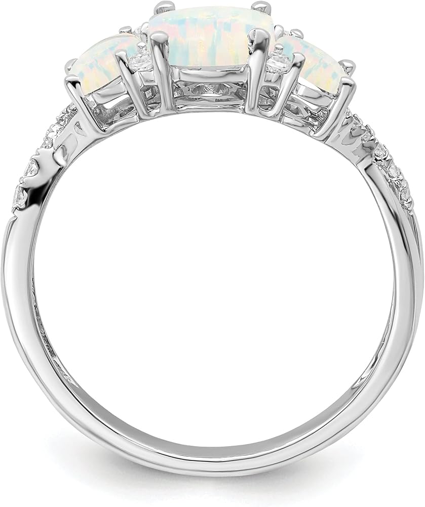Amazon.com: 14k White Gold Created Synthetic Opal and Diamond 3
