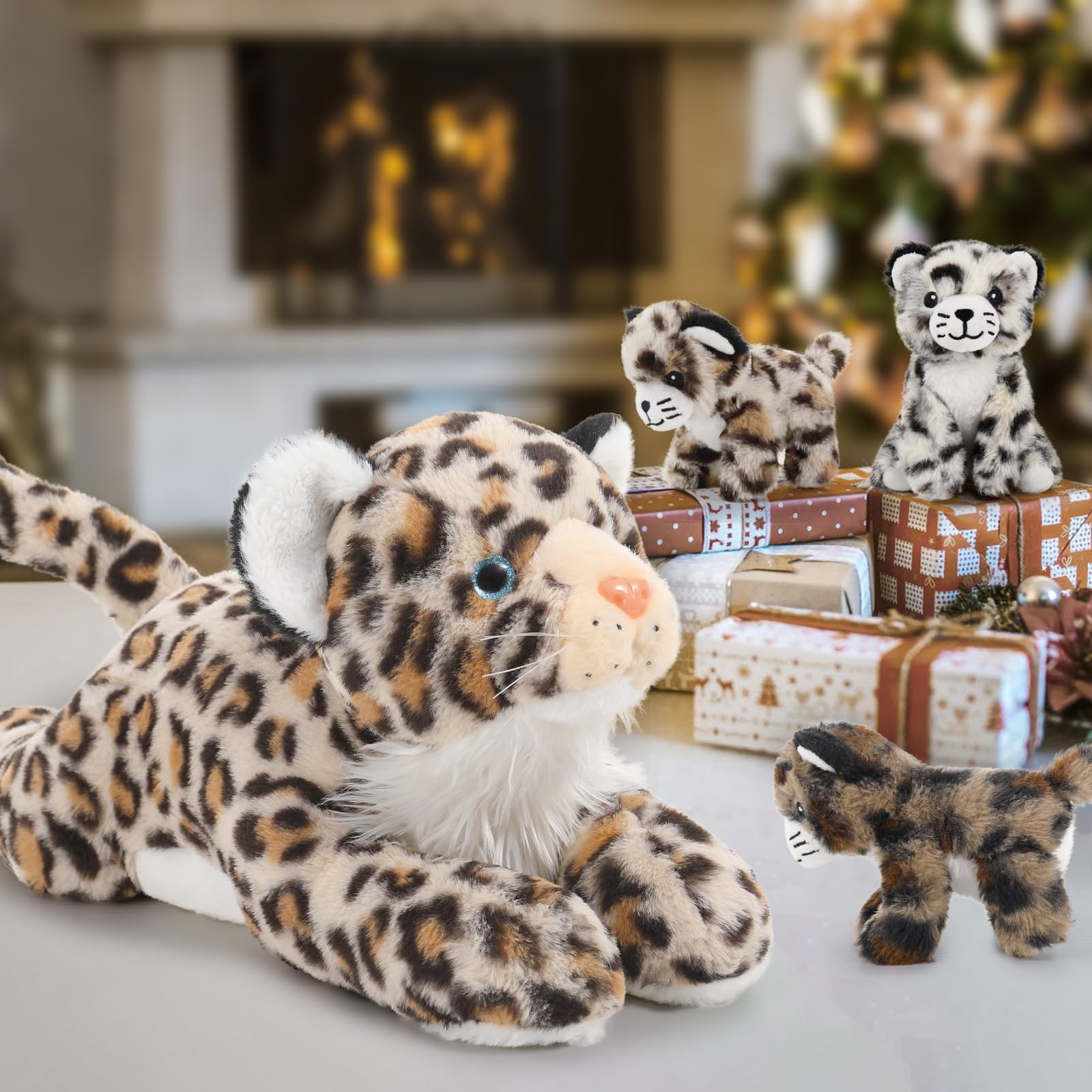 Amazon.co.jp: MaoGoLan 4ピース ヒョウ ぬいぐるみ 赤ちゃん付き
