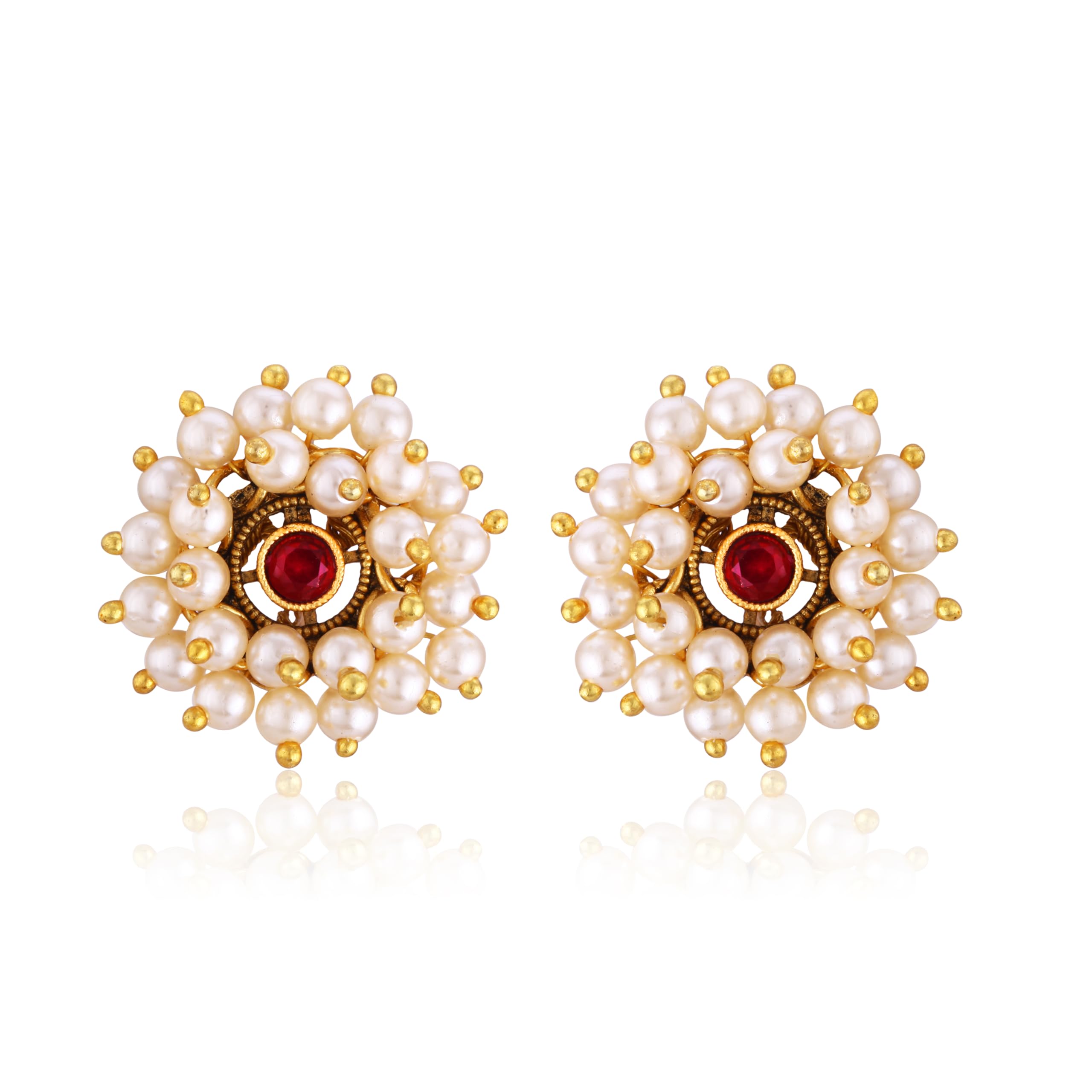 Vighnaharta Allure Princess Red Mayur Peacock Pearls moti Stud Earrings [VFJ2300ERG-RED] (B0CJ2SBLZC) Amazon Price History, Amazon Price Tracker