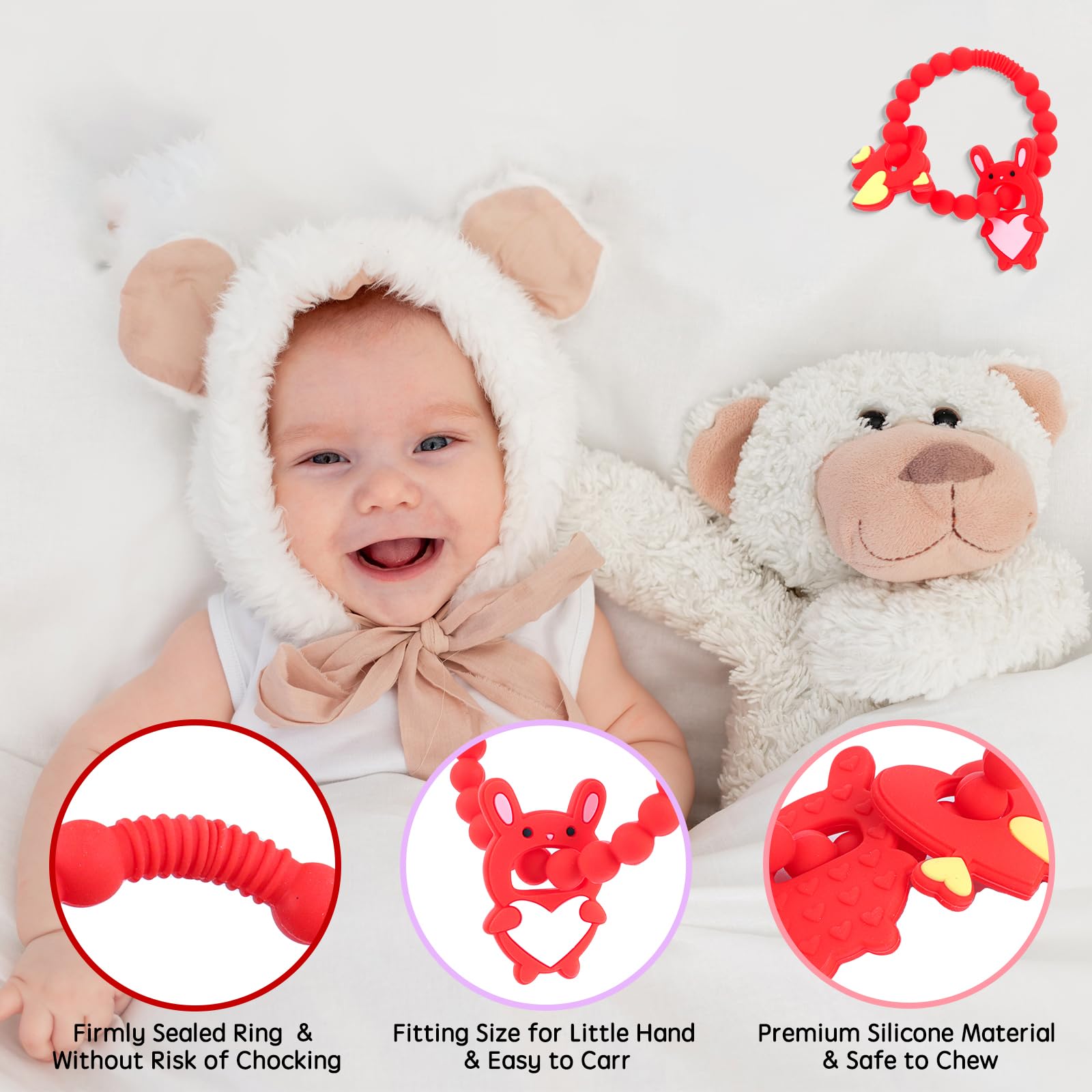 Valentine Baby Teething Toys, Silicone Teethers for 0-6 Months - Image 4