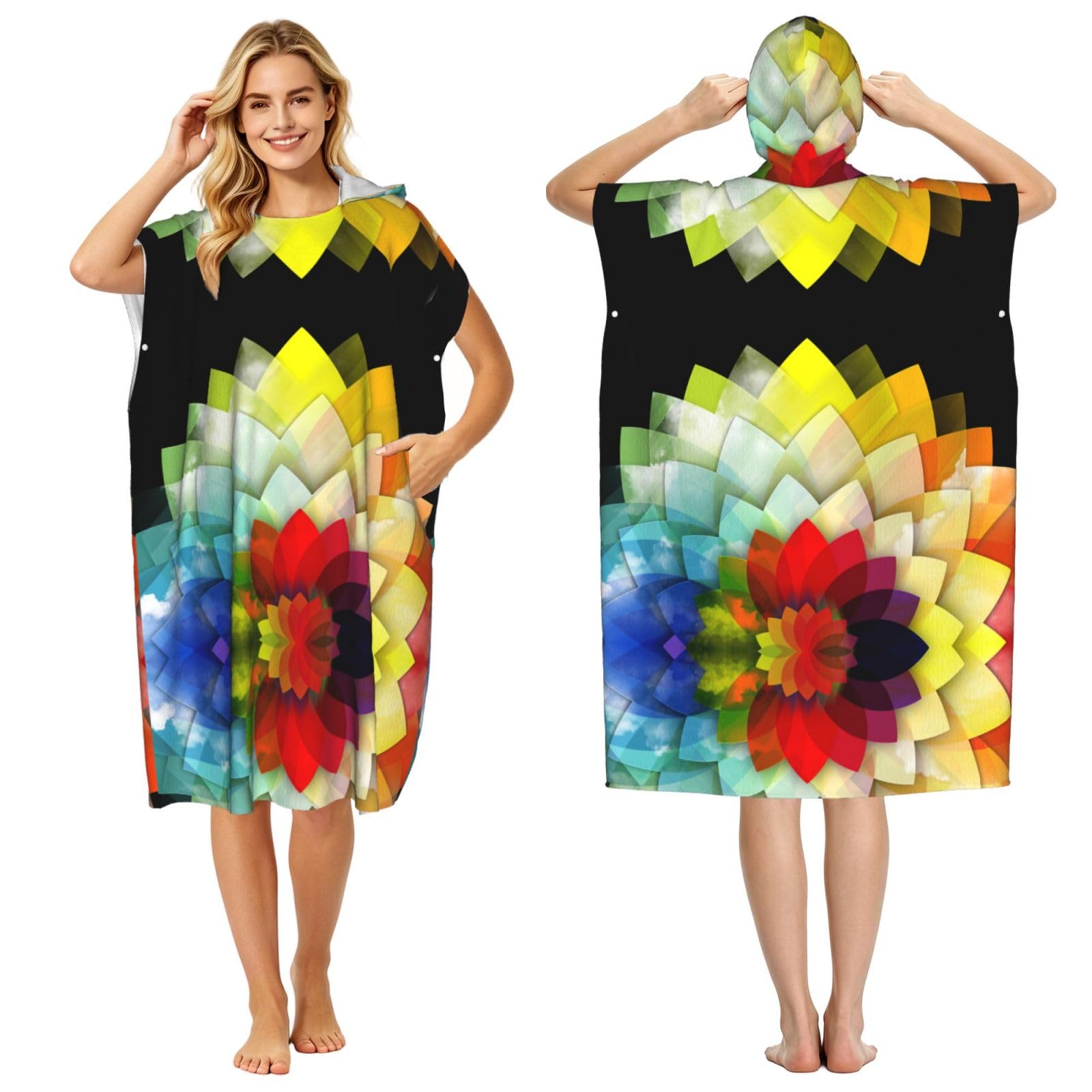 Poncho tissu éponge pour adultes femmes hommes piscine et plage