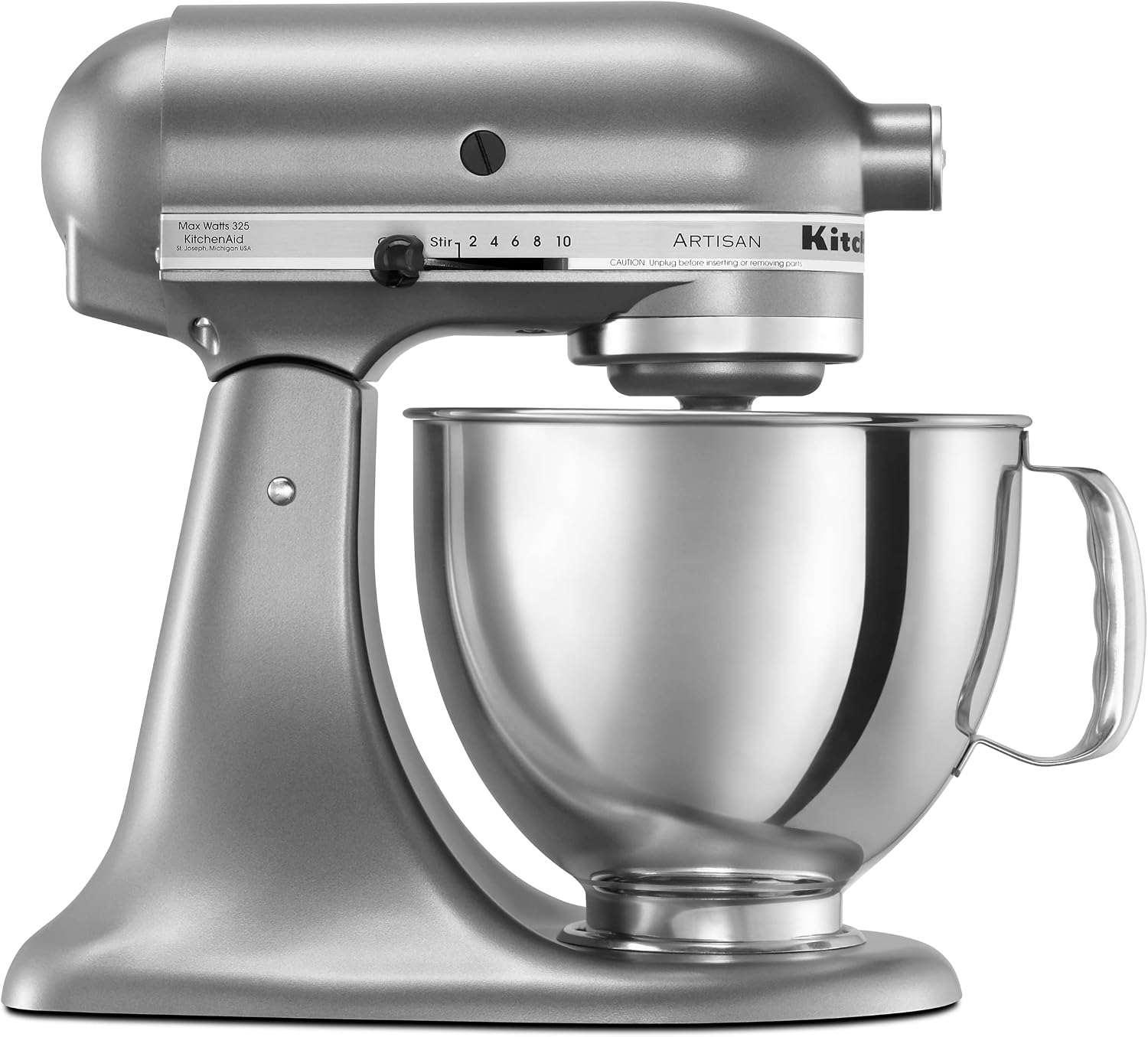 Artisan, 5-Qt Tilt Head Stand Mixer, KSM150PS, Contour Silver | Includes Pouring Shield for Mess-Free Mixing, 10 Speed Settings, Easily add Ingredients with the Tilt-Head Design