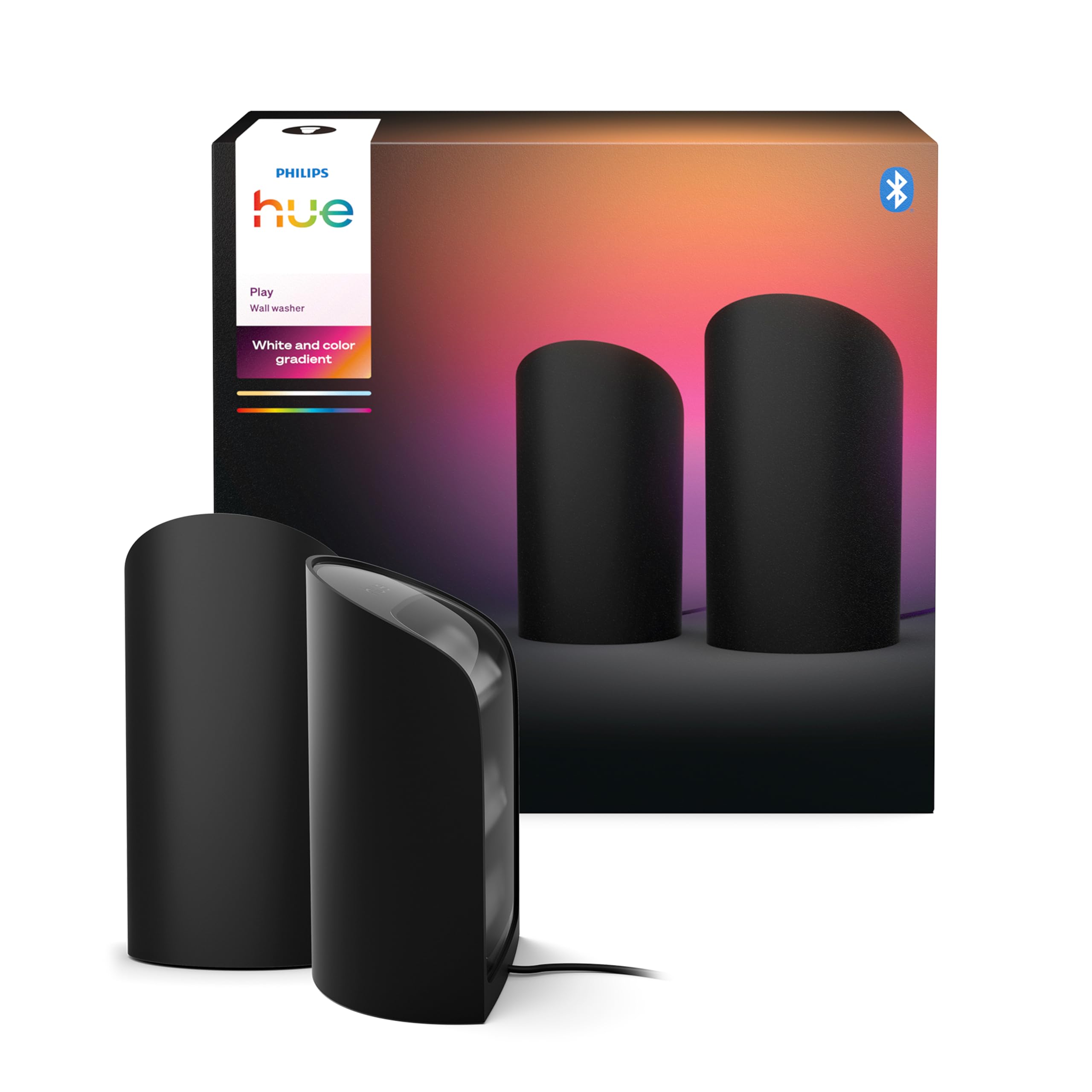 Philips Hue Flare 2'li Paket Akıllı Duvar Aydınlatma - Siyah - Renkli ışık, ColorCast teknolojisi, Bluetooth uyumlu, Alexa, Apple Home ve Google Assistant ile sesli kontrol