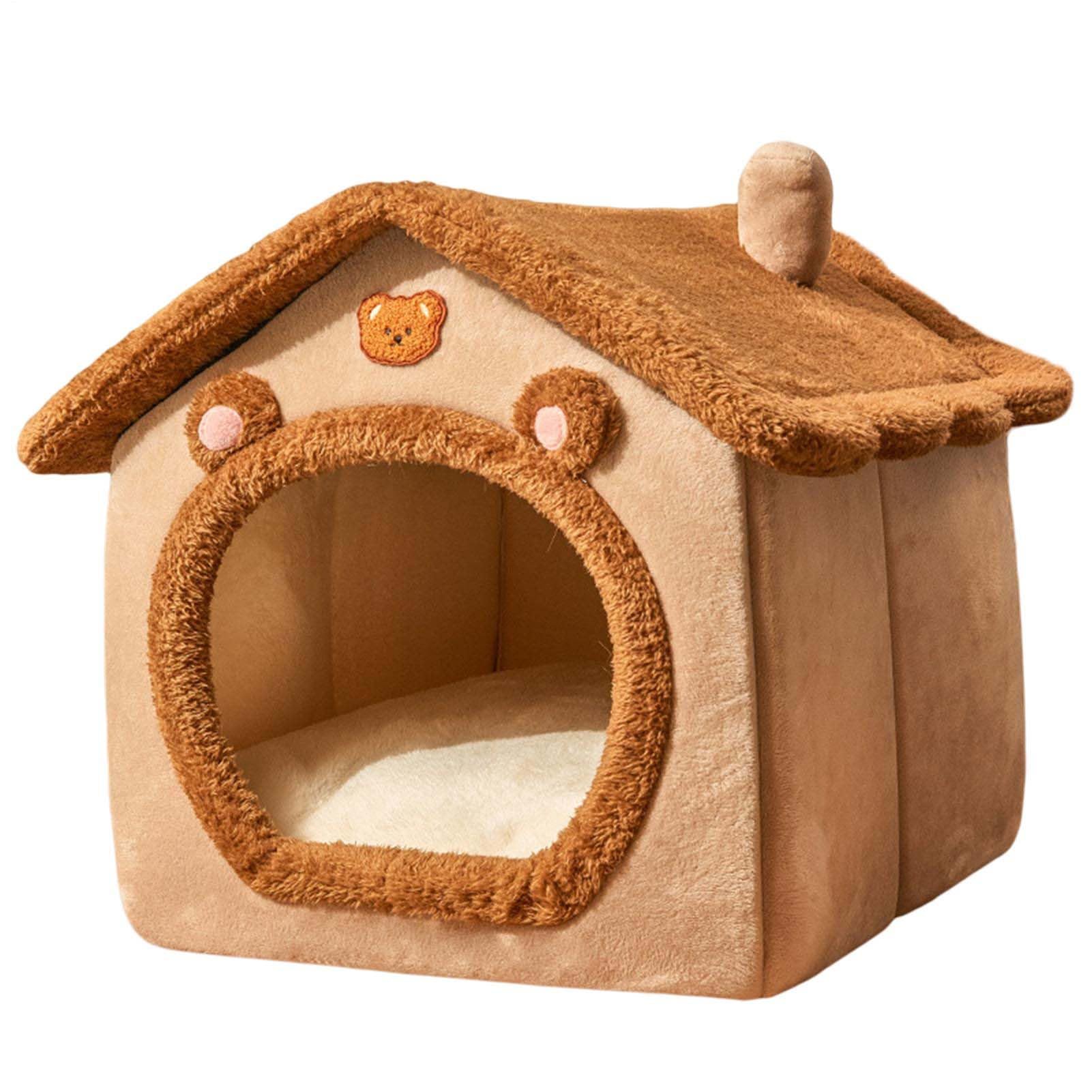 Niche pour chat d'hiver douce, maison de repos robuste pour chien et lapin