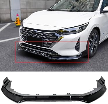 Fits 2024+ Nissan Sentra Gloss Black V Style Front Bumper Bumper Lip Splitter Kit 3PCS ABS