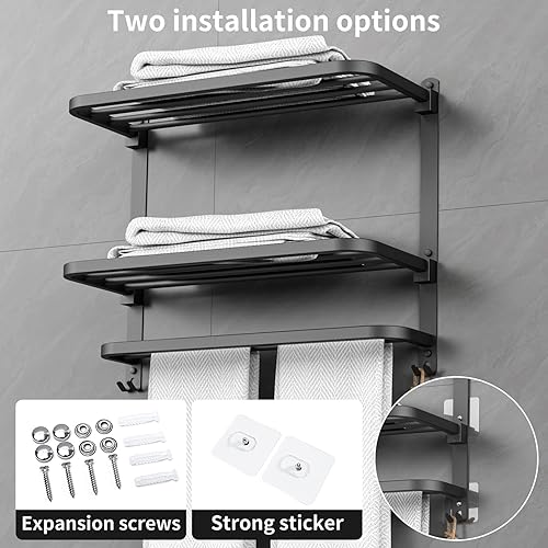 Miniatura 6 de CAXIMSY Toallero de 22.8 pulgadas para baño y lavabo, colgador de toallas con barras de toallas de montaje en pared, acero inoxidable 304, sin