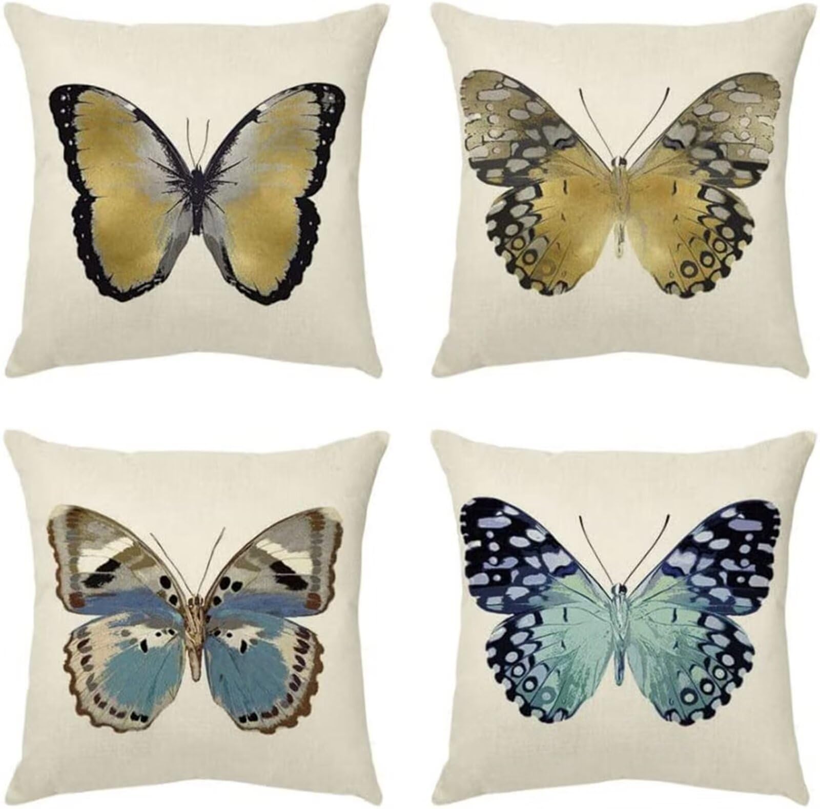 Housses de coussin extérieur imperméable 50x50 papillon coloré pour canapé de jardin et patio