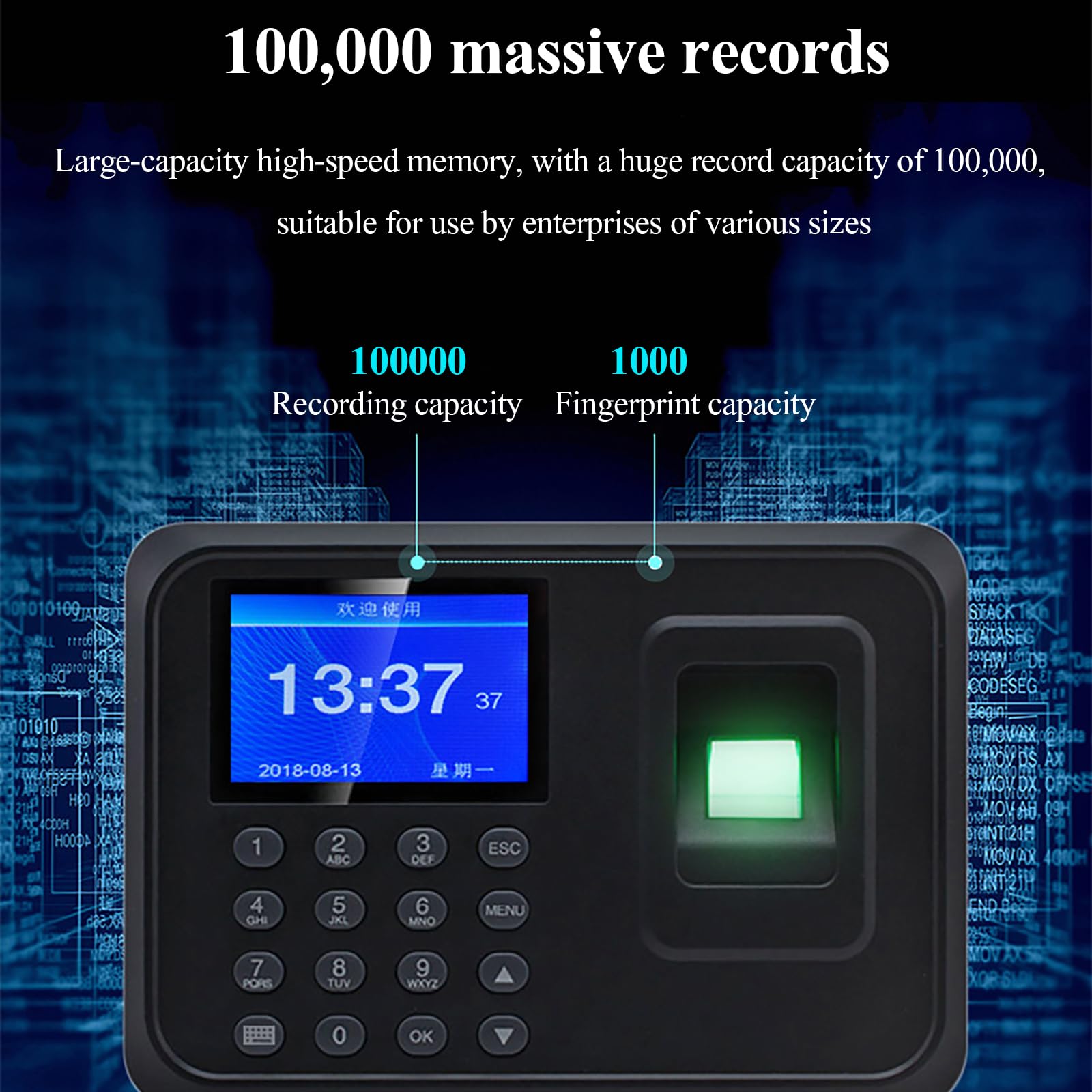 Máquina de asistencia de empleados para pequeñas empresas, soporte multilingüe, generación automatizada de informes, no requiere software, fácil registro de entrada y salida