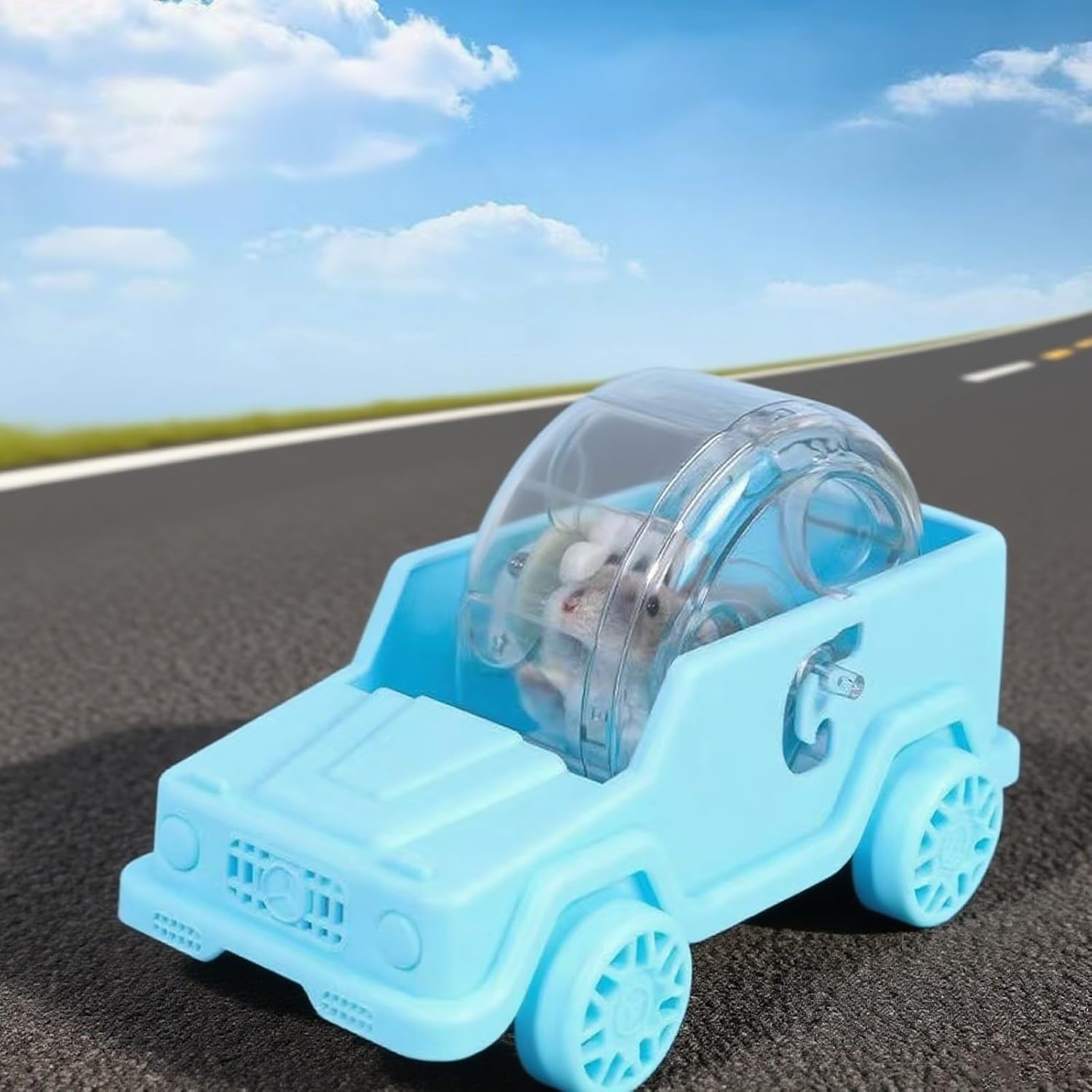 Silent Hamster Wheel Ball Toy Car for Gerbil Chinchilla Hedgehog Wheel Hamsters Pig and Other Pets Small Travel Hamster Cage (Green, Large)