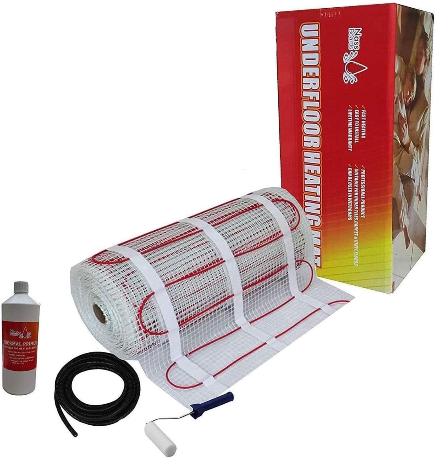 Nassboards Premium Pro Electric Underfloor Heating mat kit 200w per m² - Red Box