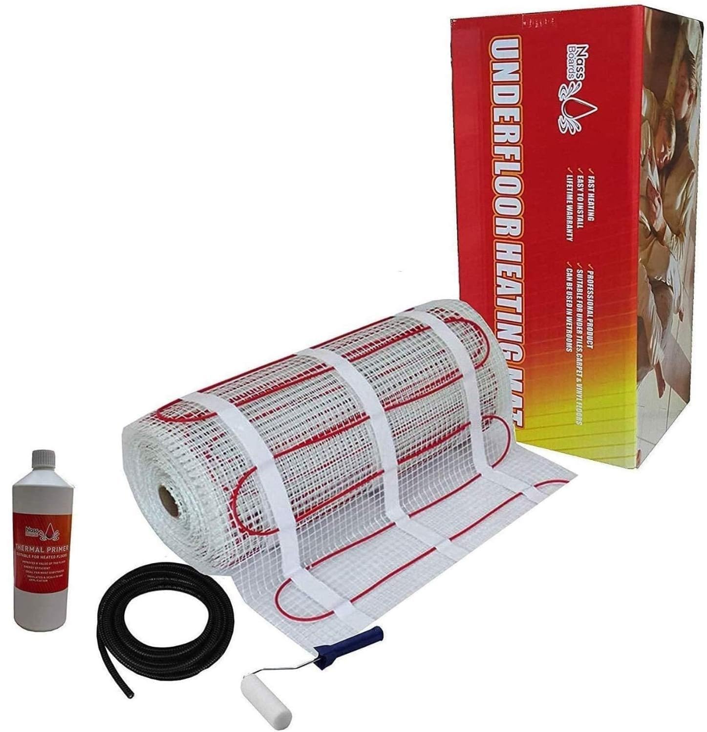 – Nassboards Premium Pro Electric Underfloor Heating mat kit 200w per m² - Red Box
