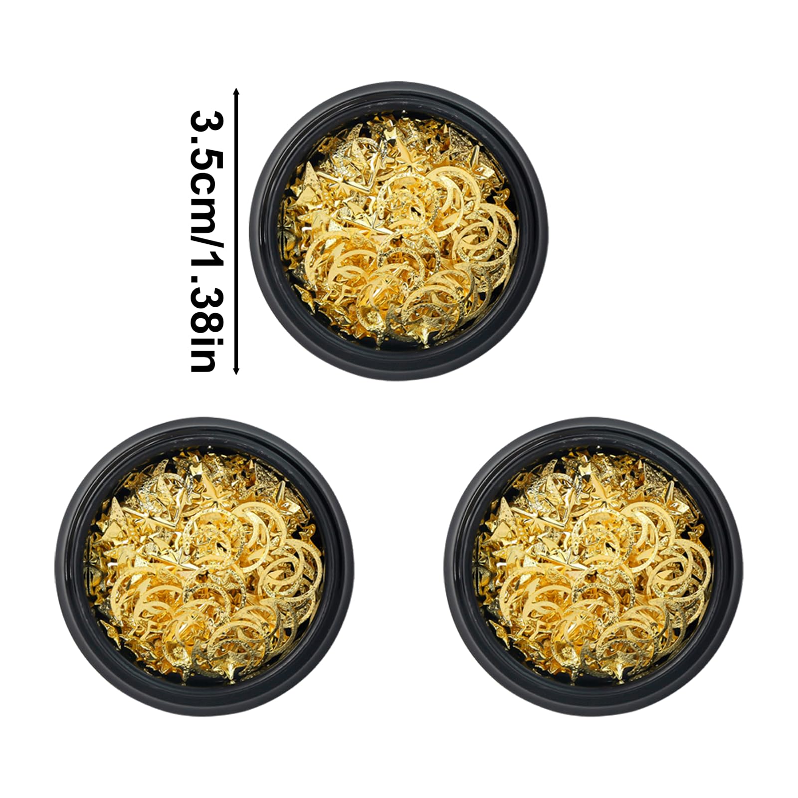 HIZEMLK 3 Box 3D Gold Nail Charms, Moon Star Nails Art Studs, Gold Rhinestones Charms for Nails, Metallic Nail Decoration Supplies, Nail Charms for Nails Design Manicure Craft DIY Accessories, Small