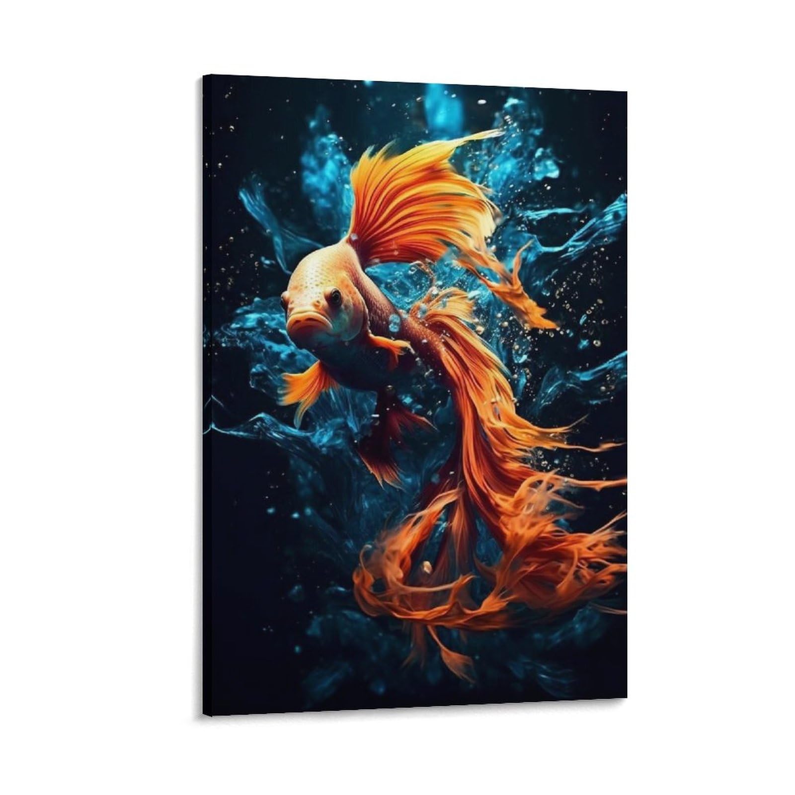 Amazon.co.jp: 絵画 水の中を泳ぐ怒っているベタの魚インテリア 絵画