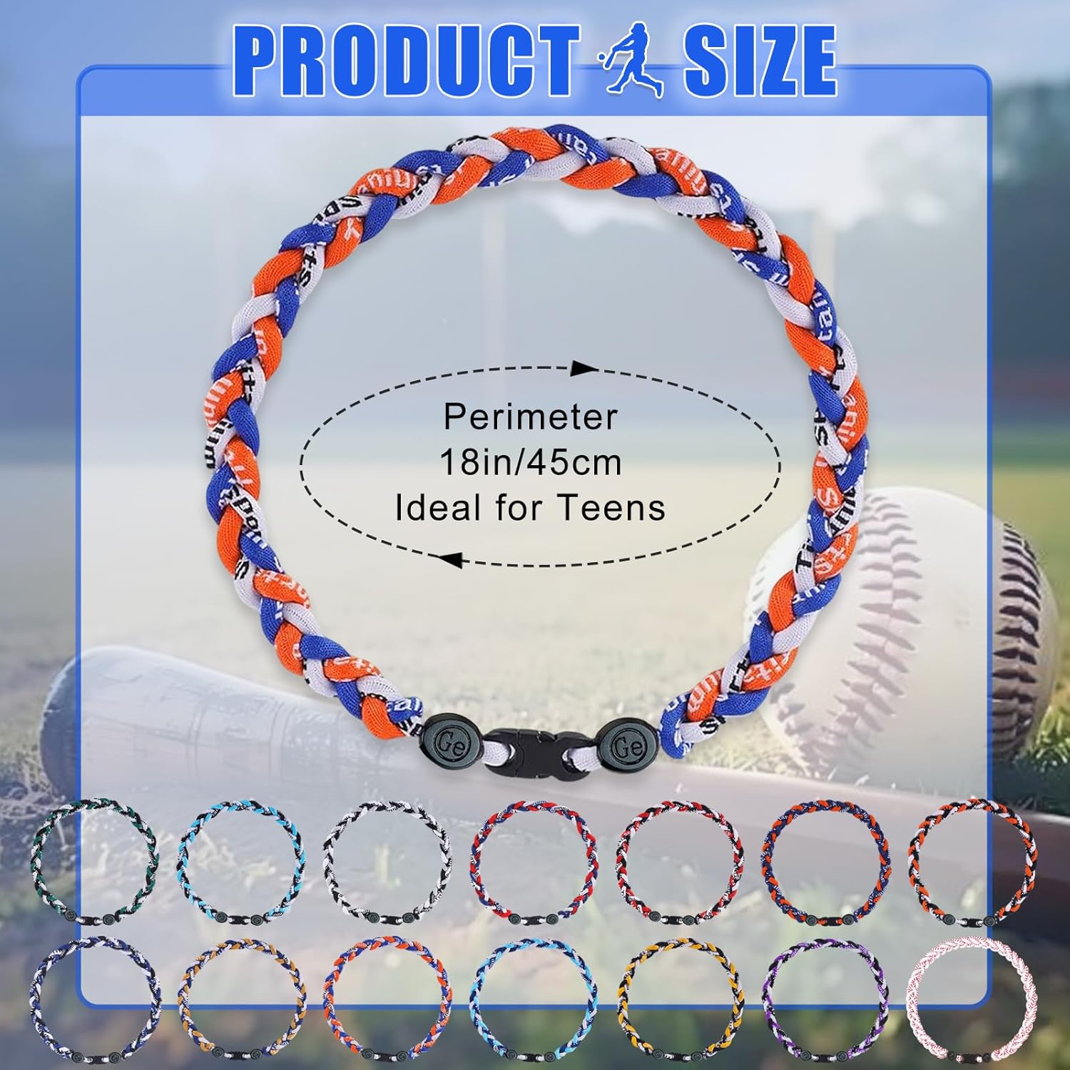 18 Inch Baseball Necklaces Three Braided Rope Tornado Men Women Baseball Sports Necklace, Ideal Accessories for Baseball Teams and Enthusiasts - Image 2