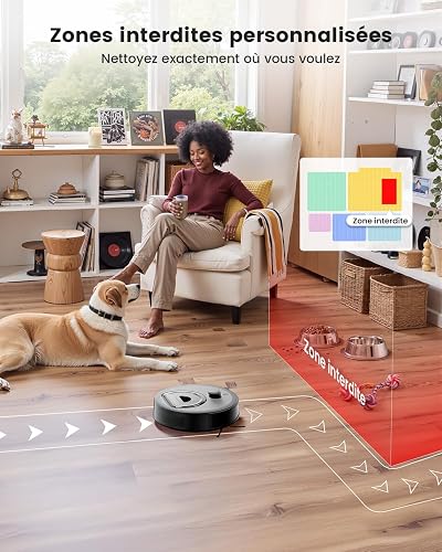 Lefant M330 Pro Robot Vacuum Cleaner 3 in 1, Robot Vacuum Cleaner 5000Pa Suction, DToF Navigation, Mapping, Virtual Zones, Obstacle Avoidance PSD, 150min, Connected by Alexa/APP/WiFi - 7