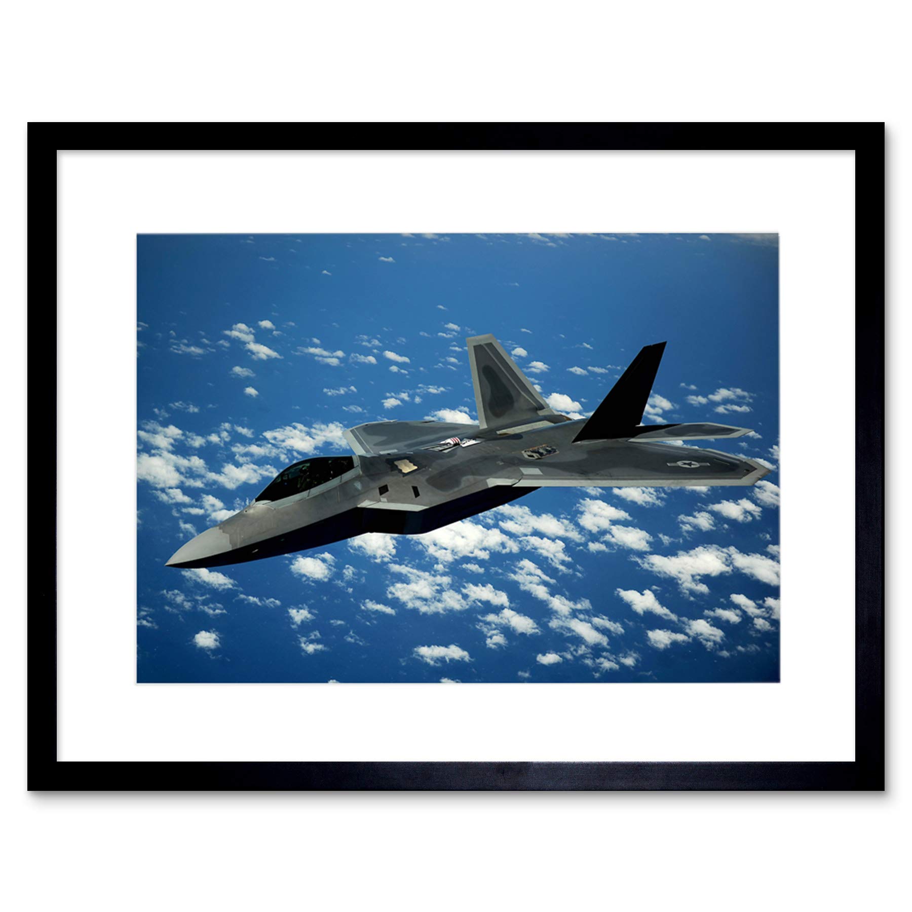 Wee Blue Coo MILITARY AIR PLANE FIGHTER BOMBER JET F-22 RAPTOR FRAMED ART PRINT B12X7837