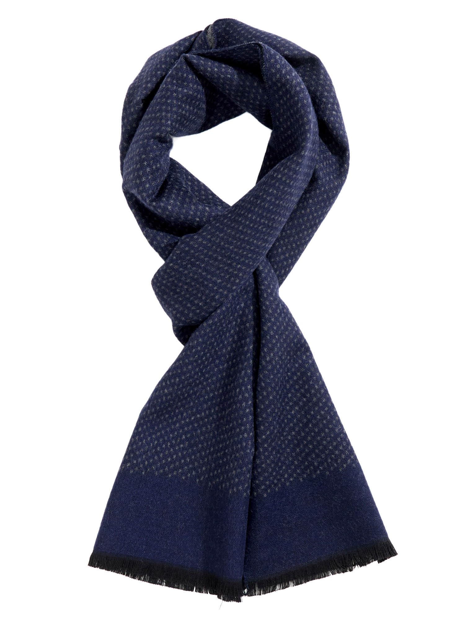 TAMOUKOC Men's Winter Warm Scarf Premium Cashmere Feel, Luxuriously Soft Long Plaid Pattern, Navy/Grey, 70" x 12"