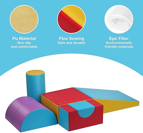 Miniatura 9 de M HI-Mat Soft Climb and Crawl Activity Play SetSafe Soft Foam Block for Preschoolers,Toddlers, Baby, Kids Crawl and Climb (Pink)