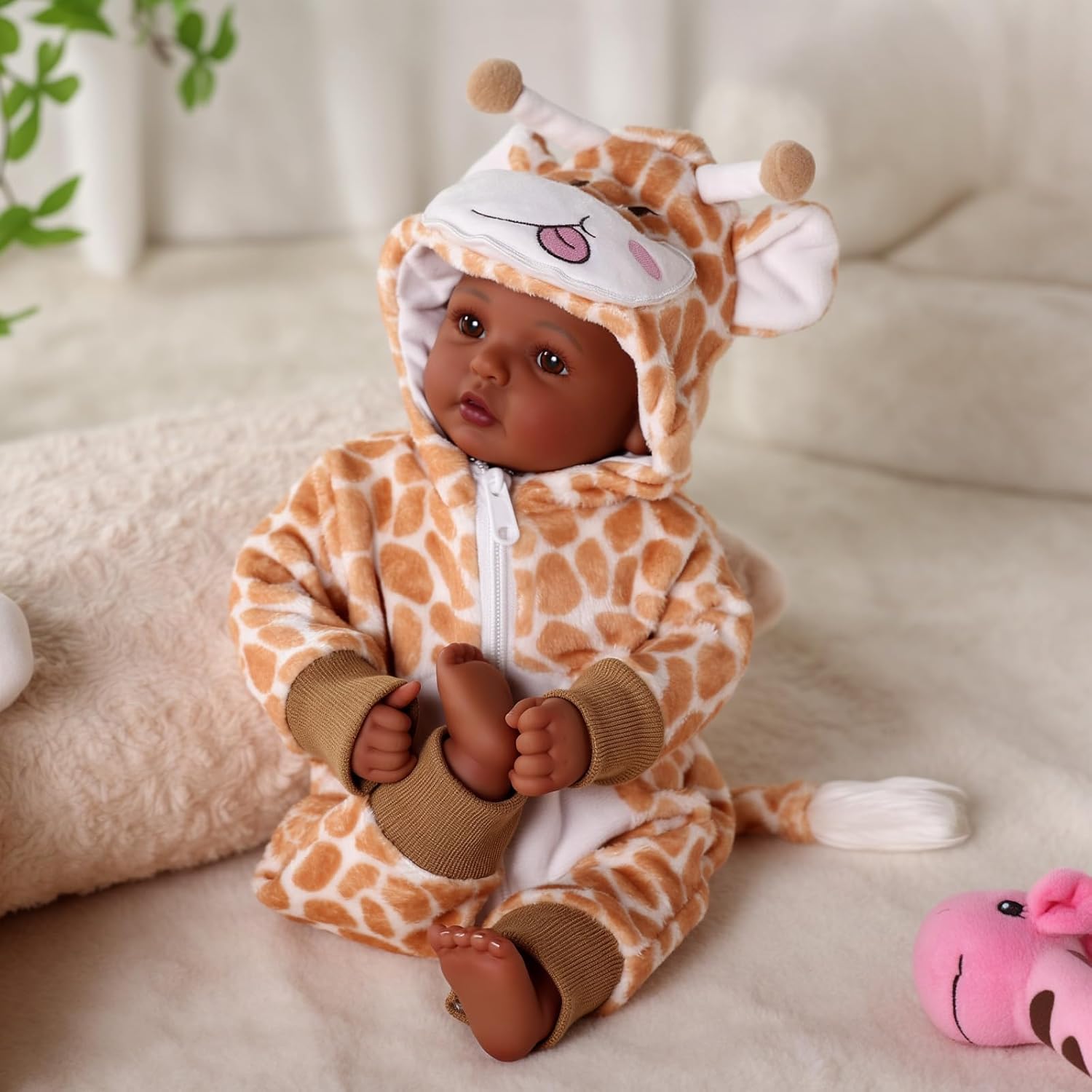BABESIDE Adorable Lifelike Black Baby Doll - 17" Handmade Realistic African American Baby Dolls with Premium Outfit & Accessories Pretend Play Gift for Age 3+