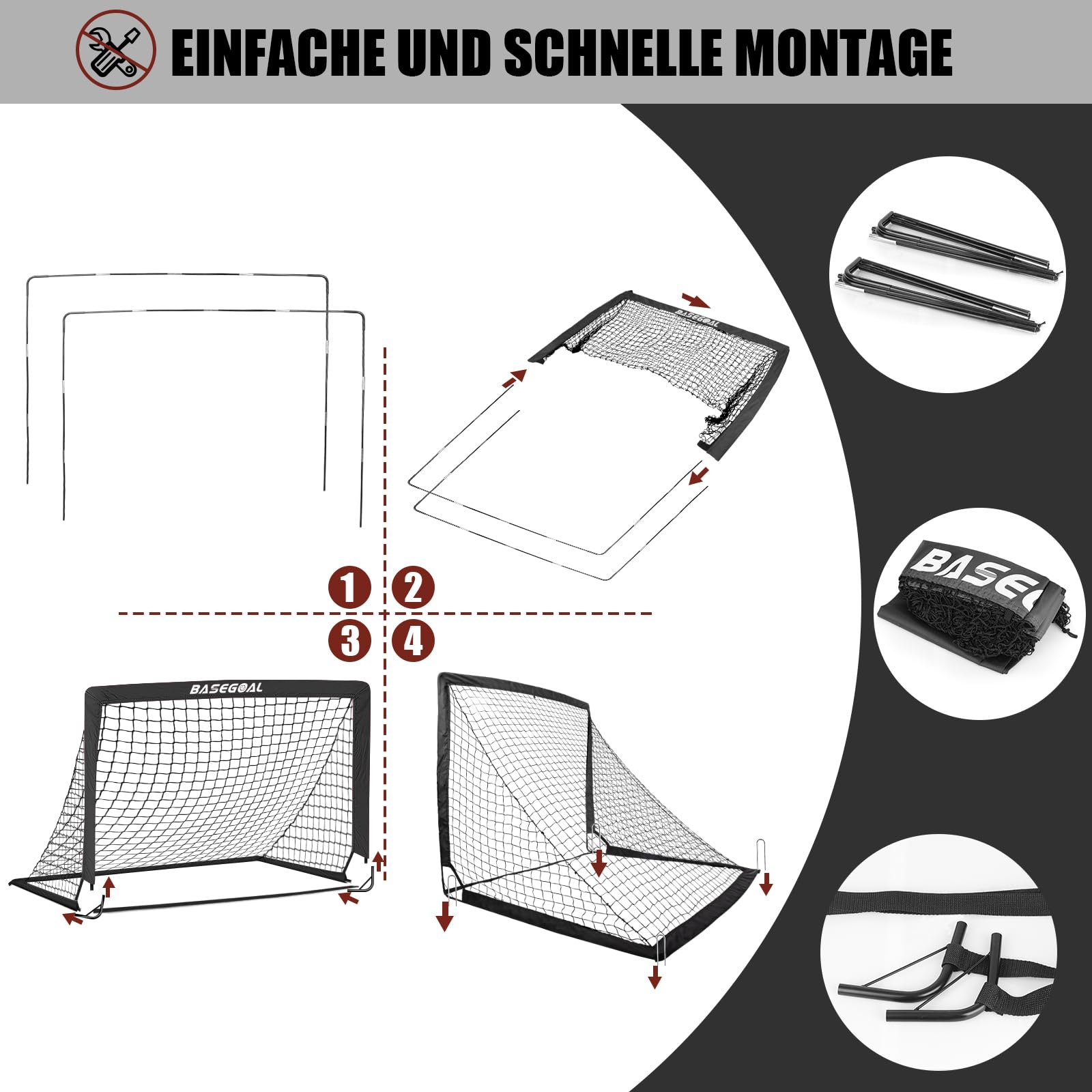 Fußballtore für Garten 150x120cm, inkl. Fußball, Bullseye, Fußballhütchen