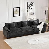 Vista 130 de Sofás seccionales grandes de 115.34" para sala de estar, sofá de pana color camel de asiento profundo de 3 plazas en forma de L, sofá seccional