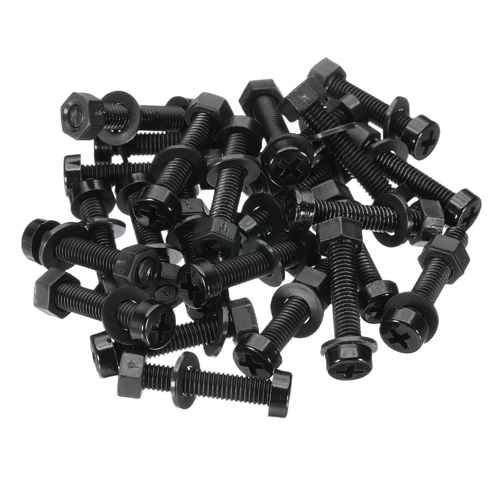 PATIKIL M5x25mm Black Nylon Bolts Plastic Nuts Full Thread Head Screws, 24 Pcs, M5*25mm