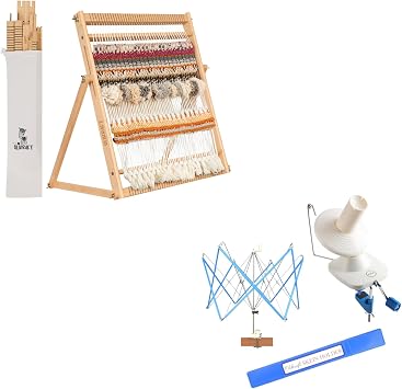 Olikraft Wooden Weaving Loom and Yarn Winder - Weaving Loom for Adults and Kids with Hand-Operated Yarn Winder and Swift, Perfect for Crocheting and Weaving Projects