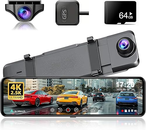 JOMISE G814 11" 4K+2.5K Cámara de Espejo Retrovisor — Sin WiFi/Bluetooth, Cámara de Salpicadero Frontal y Trasera, Grabadora de Evidencia Pura,