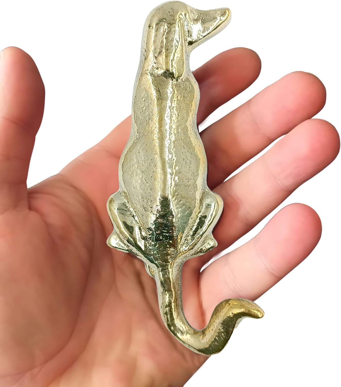 Sitting Dog Door Knocker,Solid Brass,5.1 inches, Frontdoor Ornament (Polished Brass)